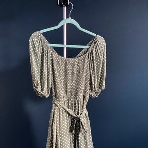 Boutique Green Polka Dot Romper with Pockets